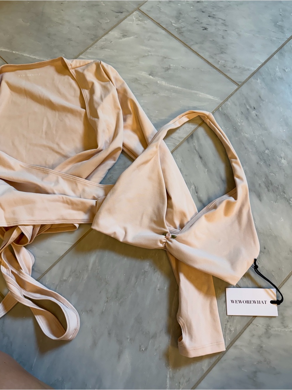 WeWoreWhat Soft Blush Halter Triangle Bikini Top